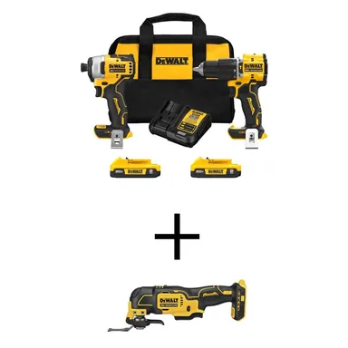 DeWalt DCK226D2WCS354B, bundle: 20-Volt Maximum Lithium-Ion Cordless Combo Kit (2-Tool) and ATOMIC 20-Volt MAX Cordless Brushless Oscillating Multi Tool