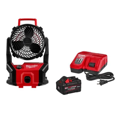 Milwaukee 0818-20-48-59-1881, bundle: M18 18-Volt Lithium-Ion Brushless Cordless PACKOUT Jobsite Fan w/ 8.0 Ah Battery & Charger