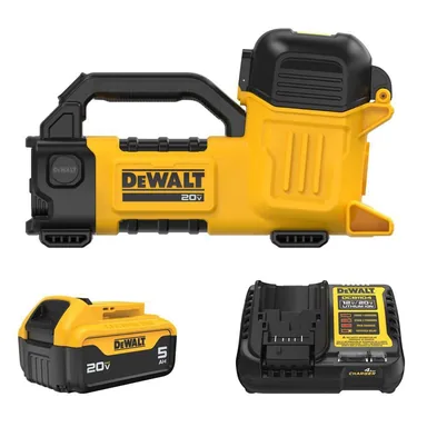 DeWalt DCE050P1, kit: 20-Volt MAX Lithium-Ion Cordless Liquid Transfer Pump Kit with 5.0 Ah Battery Pack and Charger (photograph from the Home Depot listing)