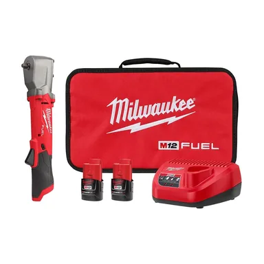 Milwaukee 2564-22, kit: M12 FUEL 12V Lithium-Ion Brushless Cordless 3/8 in. Right Angle Impact Wrench Kit with Two 2.0 Ah Batteries