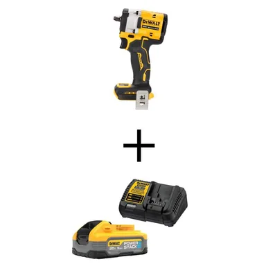 DeWalt DCF923BWCBP520C, bundle: ATOMIC 20V MAX Cordless Brushless 3/8 in. Variable Speed Impact Wrench with POWERSTACK 5.0Ah Battery and Charger