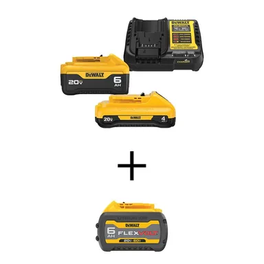 DeWalt DCB2460CWDCB606, bundle: 20V MAX 6.0 Ah and 4.0 Ah Starter Kit with FLEXVOLT 20V/60V 6.0Ah Battery