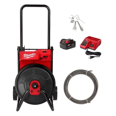 Milwaukee 2817A-21, kit: M18 18V Lithium-Ion 3/8 in. x 75 ft. Cable Cordless Drain Cleaning Drum Machine Kit