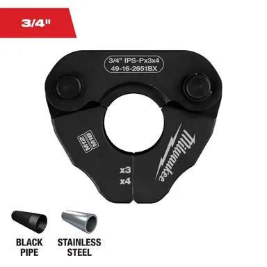 Milwaukee 49-16-2651BX, accessory: 3/4 in. IPS-P Pivoting Press Ring for M18 & M12 FORCE LOGIC Press Tools (photograph from the Home Depot listing)