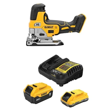 DeWalt DCS335BWB245-2C, bundle: 20V MAX XR Lithium-Ion Cordless Barrel Grip Jigsaw with 20V 4.0 Ah and 5.0 Ah Batteries and Charger