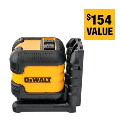 DeWalt DW08802CG, standalone tool: 55 ft. Green Self-Leveling Cross Line Laser Level with (2) AA Batteries & Case