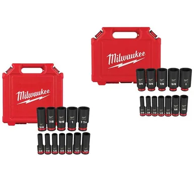 Milwaukee 49-66-7011-49-66-7006, bundle: SHOCKWAVE 1/2 in. and 3/8 in. Drive SAE Deep Well Impact Socket Set (24-Piece)