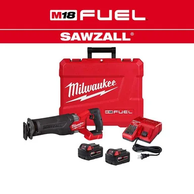 Milwaukee 2821-22, kit: M18 FUEL 18V Lithium-Ion Brushless Cordless SAWZALL Reciprocating Saw Kit w/Two 5.0 Ah Batteries Charger & Hard Case