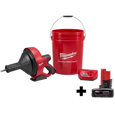 Milwaukee 2571-21-48-11-2460, bundle: M12 12-Volt Lithium-Ion Cordless Auger Snake Drain Cleaning Kit with 6.0Ah Battery