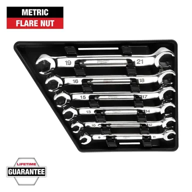 Milwaukee 48-22-9471, unpowered: Double End Metric Flare Nut Wrench Set (6-Piece)