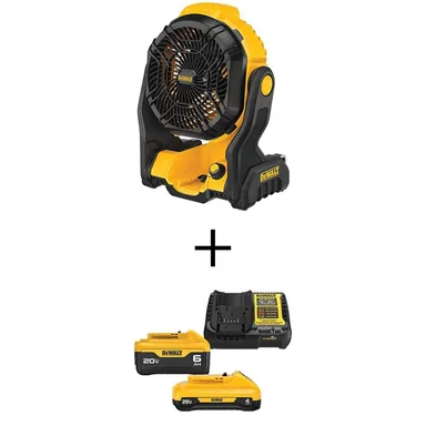DeWalt DCE512BWCB2460C, bundle: 20V MAX Lithium-Ion Jobsite Fan with 20V MAX XR Premium Lithium-Ion 6.0Ah and 4.0Ah Batteries and Charger