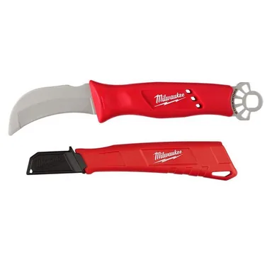 Milwaukee 48-22-1923-48-22-1929, bundle: Lineman's Blunt Tip Hawkbill 3 .5 in. Knife w/STICKWORK 3 - In-1 Ring and Lineman's Underground 3 in. Fixed Blade Knife