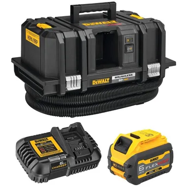 DeWalt DCV585BWDCB606C, bundle: FLEXVOLT 60V MAX Lithium-Ion Cordless Dust Extractor Kit with 6. 0Ah Battery Pack and 6 Amp Output Charger