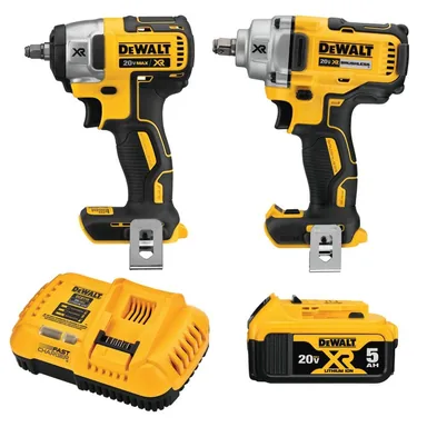 DeWalt DCK205P1, bundle: 20V MAX XR Cordless Automotive 2 Tool Combo Kit with (1) 1/2 in., (1) 3/8 in. Impact Wrench and (1) 5.0Ah Battery