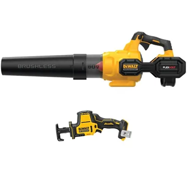 DeWalt DCBL772X1WS369B, bundle: FLEXVOLT 60V MAX 125 MPH 600 CFM Brushless Cordless Battery Powered Blower, 20V MAX Recip Saw w/ 3 Ah Battery, Charger