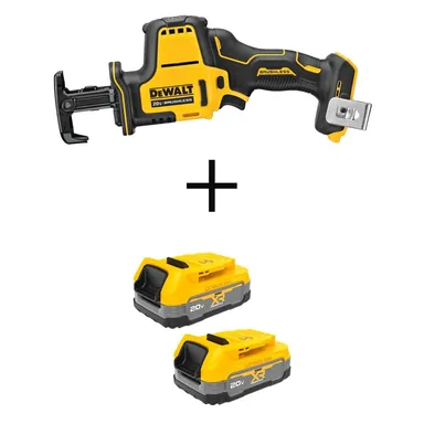 DeWalt DCS369BWBP034-2, bundle: ATOMIC 20V MAX Lithium-Ion Cordless Brushless Compact Reciprocating Saw with 2-20-Volt MAX POWERSTACK Compact Batteries
