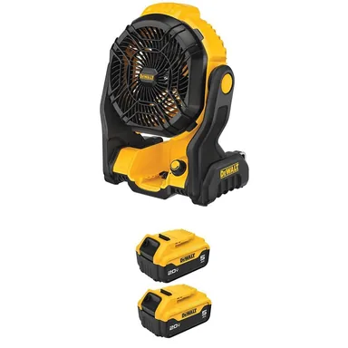 DeWalt DCE512BWCB205-2, bundle: 20V MAX Lithium-Ion Jobsite Fan with (2) 20V MAX 5. 0Ah Battery Packs
