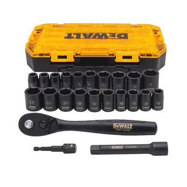 DeWalt DWMT74739, accessory: 1/2 in. Drive SAE and Metric Socket Set with Ratchet (23-Piece)