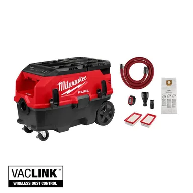 Milwaukee 0888-20, bare tool: M18 FUEL PACKOUT 9 Gallon Dual-Battery Dust Extractor with VACLINK (photograph from the Home Depot listing)