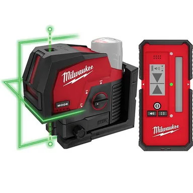 Milwaukee 3622-20-48-35-1211, bundle: M12 12-Volt Lithium-Ion Cordless Green 125 ft. Cross Line and Plumb Points Laser Level with Laser Detector