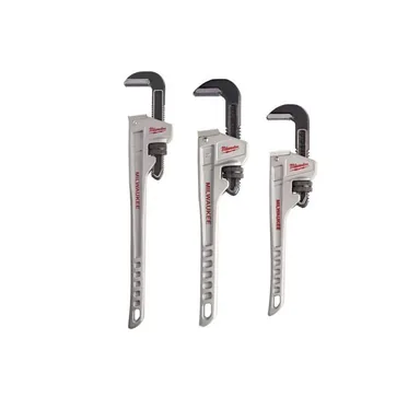Milwaukee 48-22-7214-48-22-7224-48-22-7210, bundle: 24 in. Aluminum Pipe Wrench, 14 in. Aluminum Pipe Wrench, and 10 in. Aluminum Pipe Wrench
