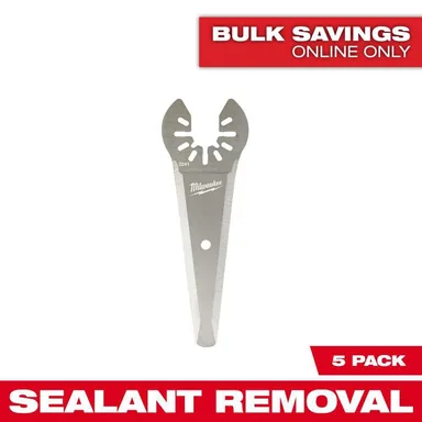 Milwaukee 49-25-2241, accessory: 3 in. Stainless Steel Tapered Sealant Cutting Multi-Tool Oscillating Blade (5-Piece)