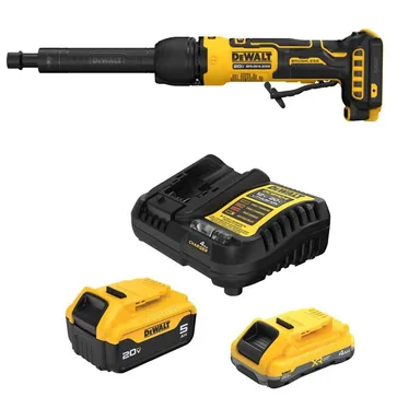 DeWalt DCG420XBW245-2C, bundle: ATOMIC 20V MAX Lithium-Ion Cordless Extended Reach Die Grinder with Paddle Switch with 4 Ah, 5 Ah Batteries and Charger