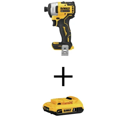 DeWalt DCF809BW203, bundle: ATOMIC 20V MAX Cordless Brushless Compact 1/4 in. Impact Driver and 20V Compact Lithium-Ion 2Ah Battery