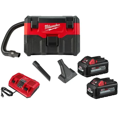 Milwaukee 0880-20-48-11-1862-48-59-1802, bundle: M18 18-Volt 2 Gal. Lithium-Ion Cordless Wet/Dry Vacuum with 2 M18 HIGH OUTPUT 6.0 Ah Batteries and Charger