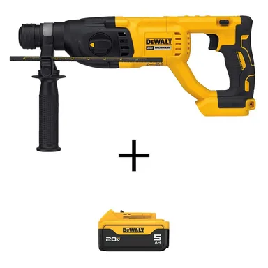 DeWalt DCH133BW205, bundle: 20V MAX Cordless Brushless 1 in. SDS Plus D-Handle Concrete and Masonry Rotary Hammer and (1) 20V  5.0Ah Battery