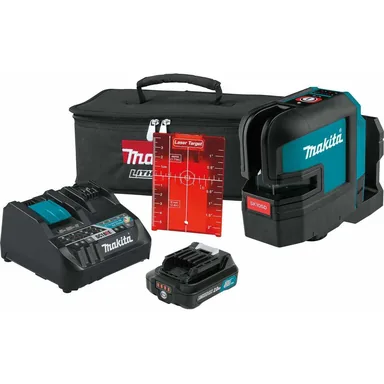 Makita SK105DNAX, kit: Makita SK105DNAX 12V max CXT Lithium-Ion Cordless Self-Leveling Cross-Line Red Beam Laser Kit (2.0Ah)
