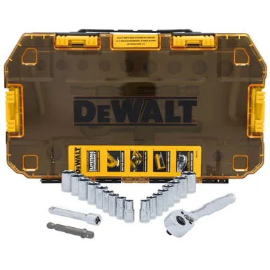 DeWalt DWMT45413, accessory: TOUGHSERIES 1/4 in. Drive SAE/Metric Ratchet and Socket Set (20-Piece) with TOUGHBOX Case