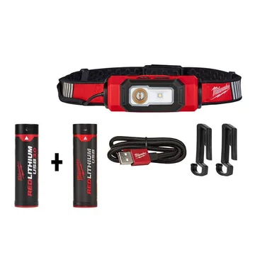 Milwaukee 2116-21-48-11-2131, bundle: 600 Lumens LED REDLITHIUM USB 360-Degree Visibility Hard Hat Headlamp with Extra USB 3.0 Ah Battery
