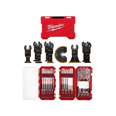 Milwaukee 49-10-9113-48-32-5150, bundle: SHOCKWAVE Impact-Duty Alloy Steel Drill and Screw Driver Bit Set with Multi-Tool Blade Set (109-Piece)