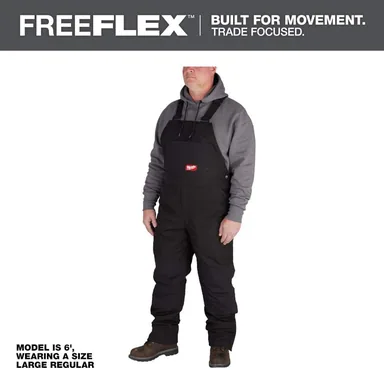 Milwaukee 262B-3XS, unpowered: Men's 3X-Large Short Black FREEFLEX Insulated Bib Overalls (photograph from the Home Depot listing)
