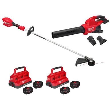 Milwaukee 3046-20-2824-20-48-59-1842F-48-59-1842F, bundle: M18 FUEL 18V 16 in. Brushless Battery Straight Shaft String Trimmer w/ M18 Blower, (2) M18 FORGE 12.0 Ah Starter Kit