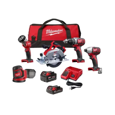 Milwaukee 2696-25, kit: M18 18V Lithium-Ion Cordless Combo Kit (5-Tool) with 2-Batteries, Charger and Tool Bag