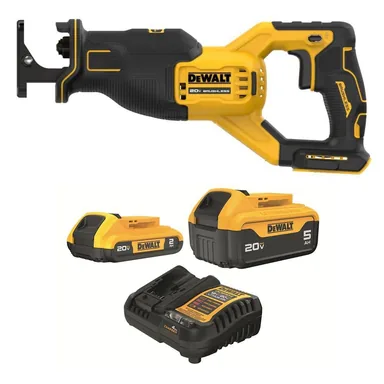 DeWalt DCS382BWB225-2C, bundle: 20-Volt MAX Lithium-Ion Cordless Brushless Reciprocating Saw with 20V MAX 5.0 Ah and 2.0 Ah Battery Packs and Charger