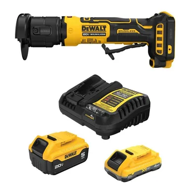 DeWalt DCG430BW245-2C, bundle: ATOMIC 20V MAX Lithium-Ion Cordless Brushless 3 in. Cut-Off Tool with 4.0 Ah and 5.0 Ah Batteries and Charger