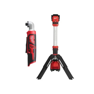 Milwaukee 2467-20-2132-20, bundle: M12 12V Lithium-Ion Cordless 1/4 in. Right Angle Hex Impact Driver w/M12 1400 Lumen ROCKET LED Stand Work Light