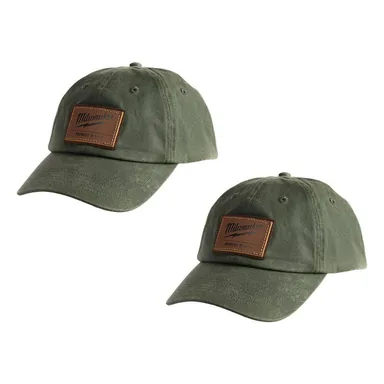 Milwaukee M772E-X2, unpowered: Waxed Canvas Adjustable Hat - Green (2-Pack)