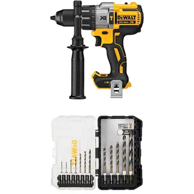 DeWalt DCD996BWWAH1182, bundle: 20V MAX XR Cordless Brushless 3-Speed 1/2 in. Hammer Drill (Tool Only) with Impact Ready Drill Bit Set (12-Piece)