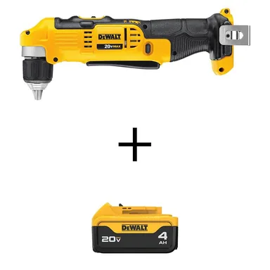DeWalt DCD740BW204, bundle: 20V MAX Cordless 3/8 in. Right Angle Drill/Driver and (1) 20V MAX Premium Lithium-Ion 4.0Ah Battery