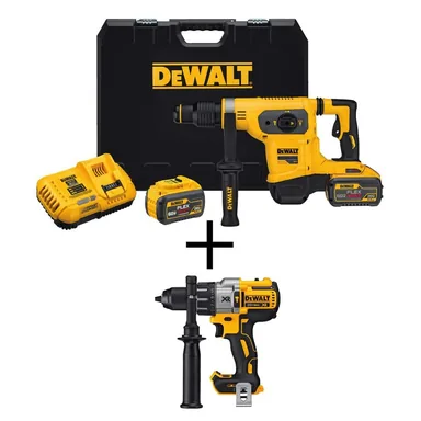 DeWalt DCH481X2WDCD996B, bundle: FLEXVOLT 60V MAX Brushless 1-9/16 in. SDS MAX Rotary Hammer, Hammer Drill/Driver, and (2) FLEXVOLT 9.0Ah Batteries