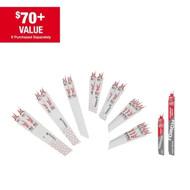 Milwaukee 49-22-1216Y, accessory: SAWZALL Metal Cutting Bi-Metal Reciprocating Saw Blade Set (16-Piece) with 2 Carbide Blades