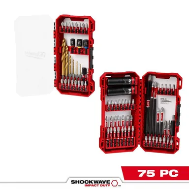 Milwaukee 48-32-4098, accessory: SHOCKWAVE Impact Duty Alloy Steel Drill, Drive and Fastening Bit Set (75-Piece)