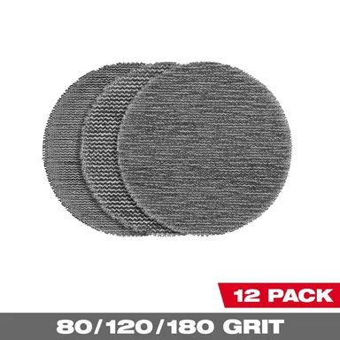 Milwaukee 48-80-6405, accessory: 3 in. Assorted 80-Grit, 120-Grit, 180-Grit Mesh Sanding Discs For M12 FUEL 3 in. Random Orbital Sander (13-Piece)