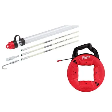 Milwaukee 48-22-4152-48-22-4165, bundle: 15 ft. Fiberglass Fish Stick Mid Flex Combo Kit with 100 ft. Polyester Fish Tape with Non Conductive Tip