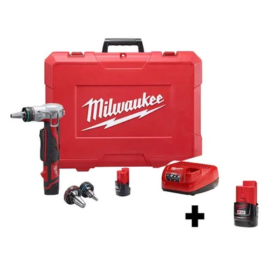 Milwaukee 2432-22-48-11-2420, bundle: M12 12-Volt Lithium-Ion Cordless 0.5 in. to 1 in. PEX Expansion Tool Kit with Extra M12 2.0 Ah Compact Battery