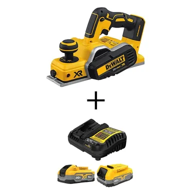 DeWalt DCP580BWP315-2C, bundle: 20V MAX XR Lithium-Ion Cordless Brushless 3-1/4 in. Planer with POWERSTACK 20V 5.0 Ah and 1.7 Ah Batteries and Charger